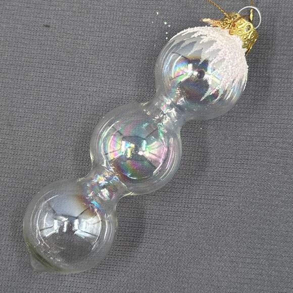 VTG Blown Glass Icicle Christmas Ornaments Clear Iridescent Glitter 4 pc Glam - Picture 4 of 15